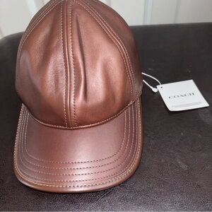 Coach Rich Brown Leather Hat